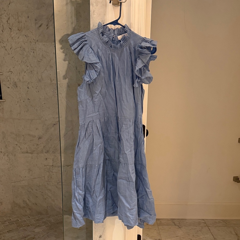 Sea New York Light Blue Waverly Flutter Sleeve Dress